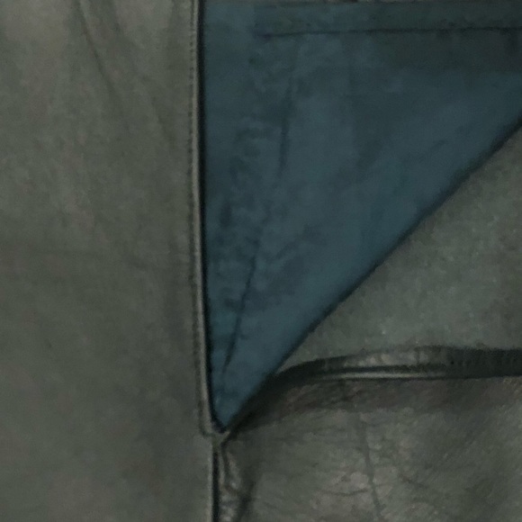 Green Aline Leather Skirt MIDI - Picture 6 of 8